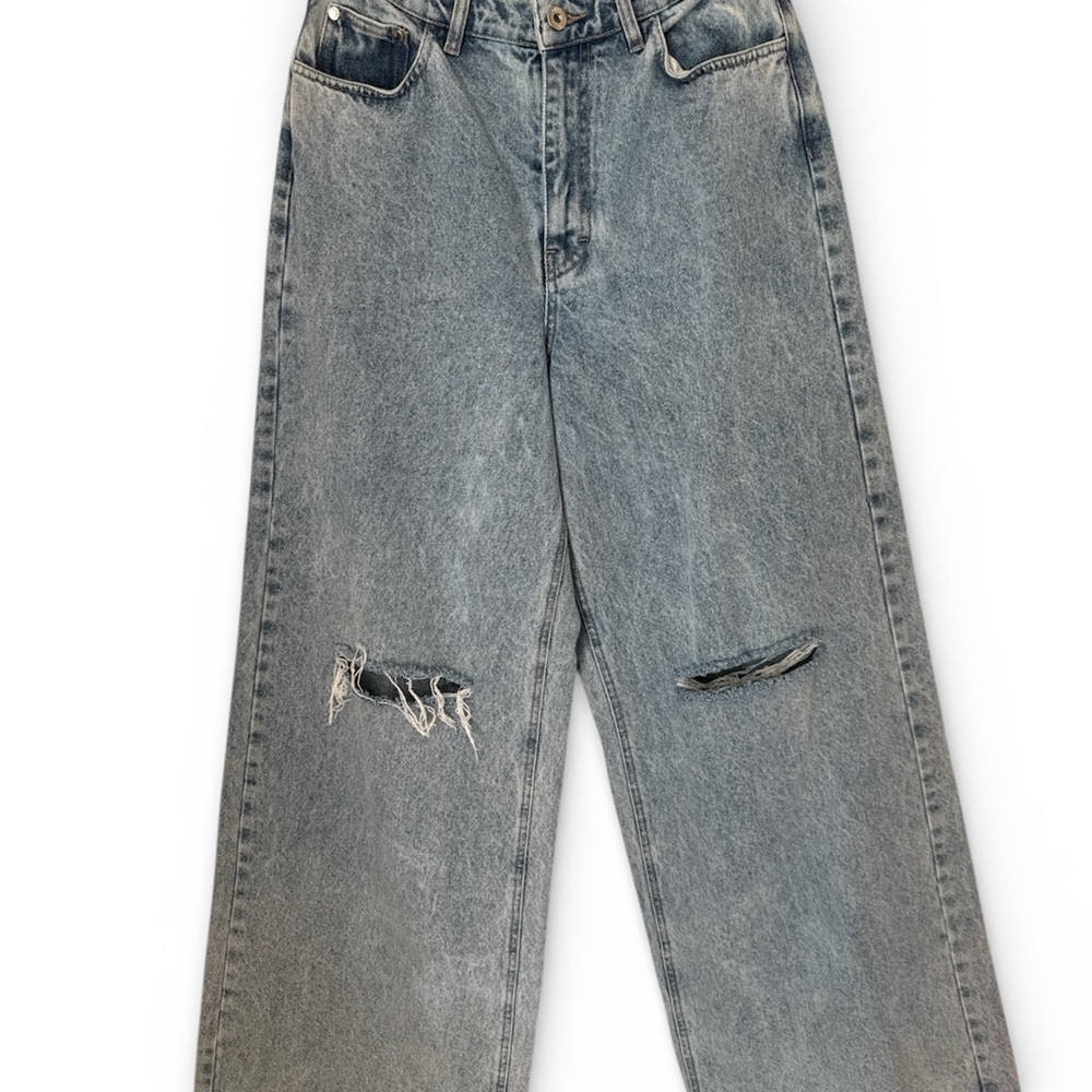 ROKH Distressed Wide-Leg Jeans – Sculptural Denim, Designer – Size US 2–4